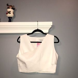 NWT white cross over Chicwish crop top L/XL